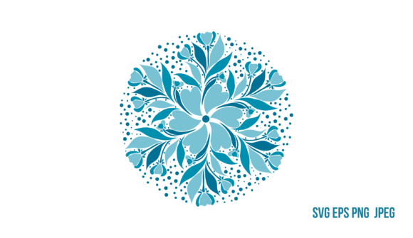 Blue Flower Circle Graphics & Illustrations