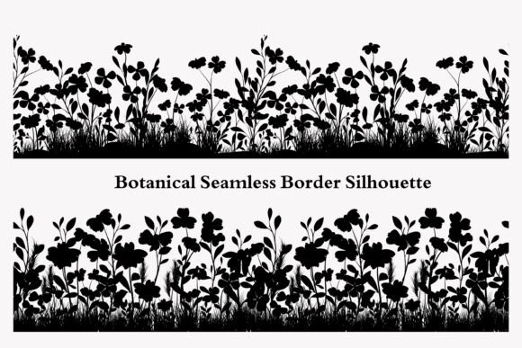 Botanical Border Black Silhouette