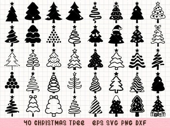 Christmas Tree Silhouette Tree Clipart: Graphics & Illustrations