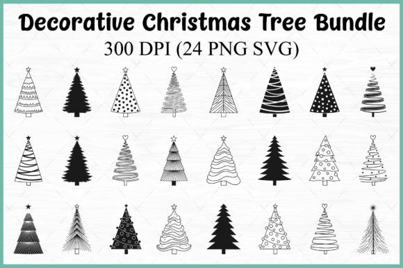 Christmas Tree SVG Black Silhouette Set: Graphics & Illustrations for Real Crafting