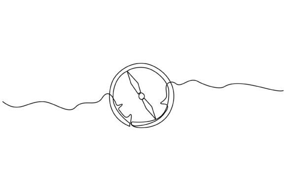 Continuous Line Design of Compass: Graphics & Illustrations