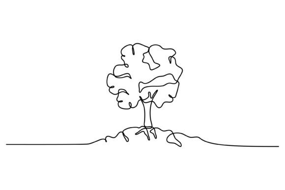 Continuous Line Design of Trees: Graphics & Illustrations for Handmade Creators