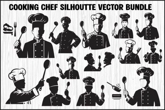 Cooking Chef Silhouette Vector Bundle: Graphics & Illustrations