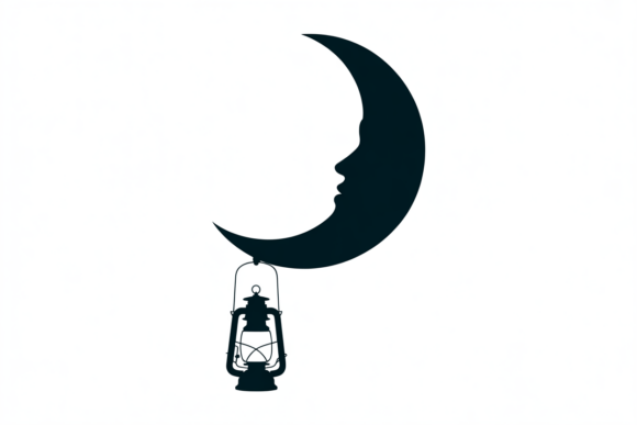 Crescent Moons and Lanterns Silhouette Graphics