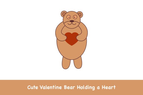 Cute Valentine Bear Holding a Heart: Graphics & Illustrations