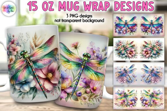 Dragonfly Fantasy Art: Floral Mug Wrap Graphics