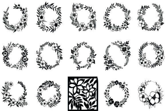 Elegant Floral Ornamental Frame Bundle: Graphics & Illustrations for Handmade Brands