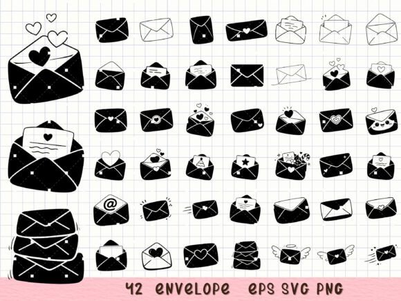 Envelope SVG Bundle Love Letter Clipart: Graphics & Illustrations