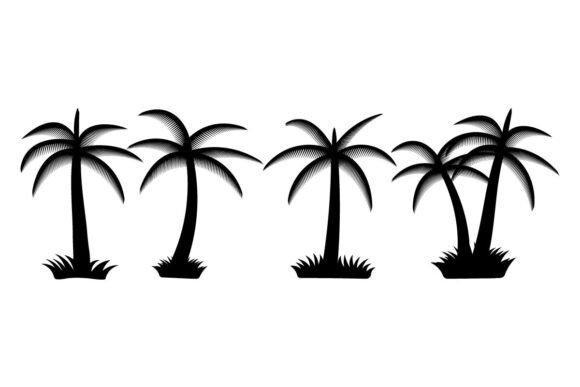 Hand-drawn Silhouette Palm Tree Vector: Graphics & Illustrations