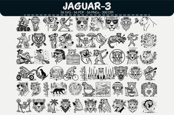 Jaguar Vector Clipart – 56 Designs: Graphics & Illustrations