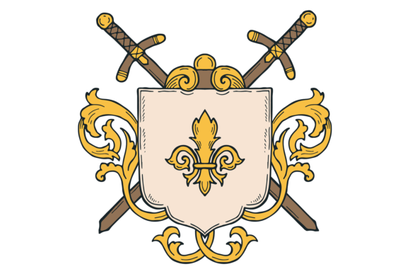 Knight Emblem in Vintage Ornate Style — Graphics & Illustrations