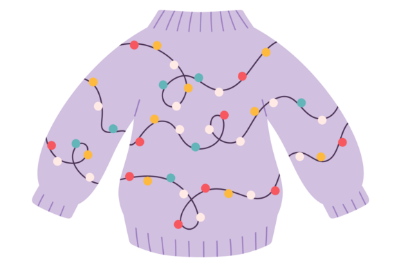 Knitted Sweater with Christmas Lights Graphics