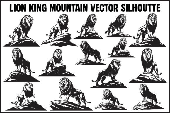 Lion King Mountain Vector Silhouette Graphics