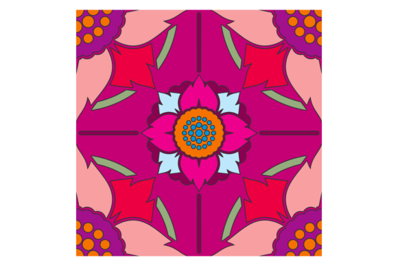 Mexican Style Tile Ornament. Pink Decora Graphics