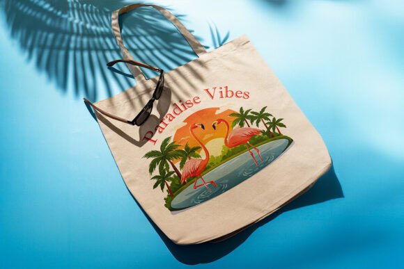 Paradise Vibes Tropical Flamingo Design: Graphics & Illustrations