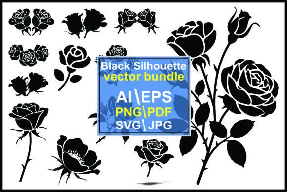 Rose Flower Vector Silhouettes: Graphics & Illustrations for Local Branding