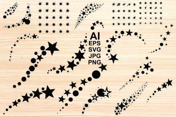 Set of Black Shooting Stars Graphics & Illustrations