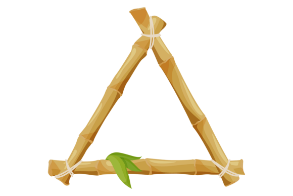 Triangular Wooden Frame. Bamboo Branch D Graphics
