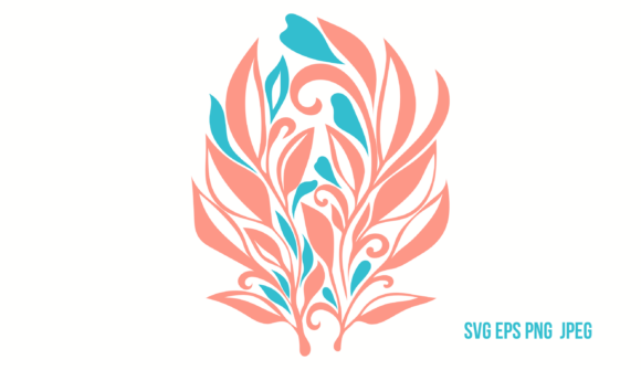 Turquoise-Coral Blossom: Floral Graphics & Illustrations