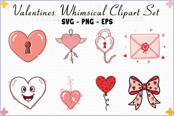 Valentine Whimsical Elements SVG Clipart: Graphics & Illustrations for Handmade Joy
